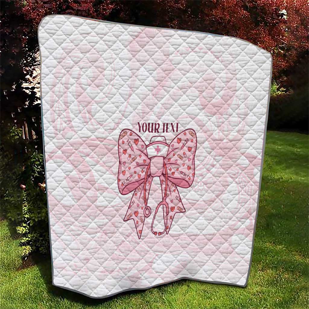 New Zealand Nurses RN Personalised Quilt Pink Stethoscope Coquette Bow Maori Motif LT9 - Polynesian Pride
