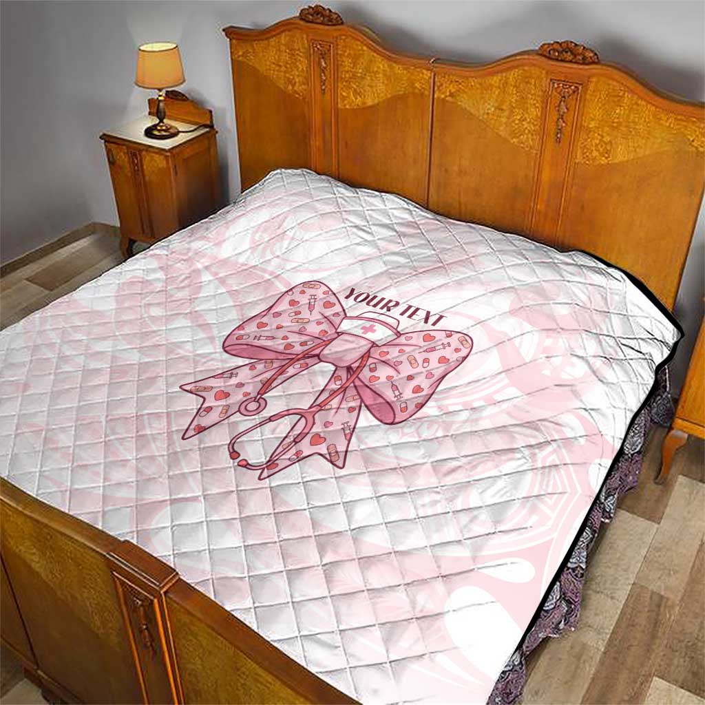 New Zealand Nurses RN Personalised Quilt Pink Stethoscope Coquette Bow Maori Motif LT9 - Polynesian Pride