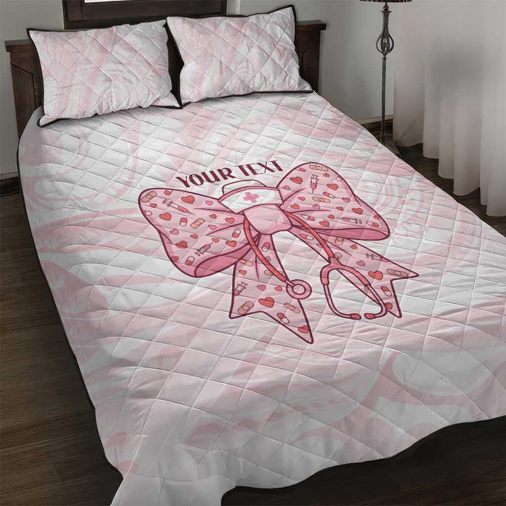 New Zealand Nurses RN Personalised Quilt Bed Set Pink Stethoscope Coquette Bow Maori Motif LT9 Pink - Polynesian Pride