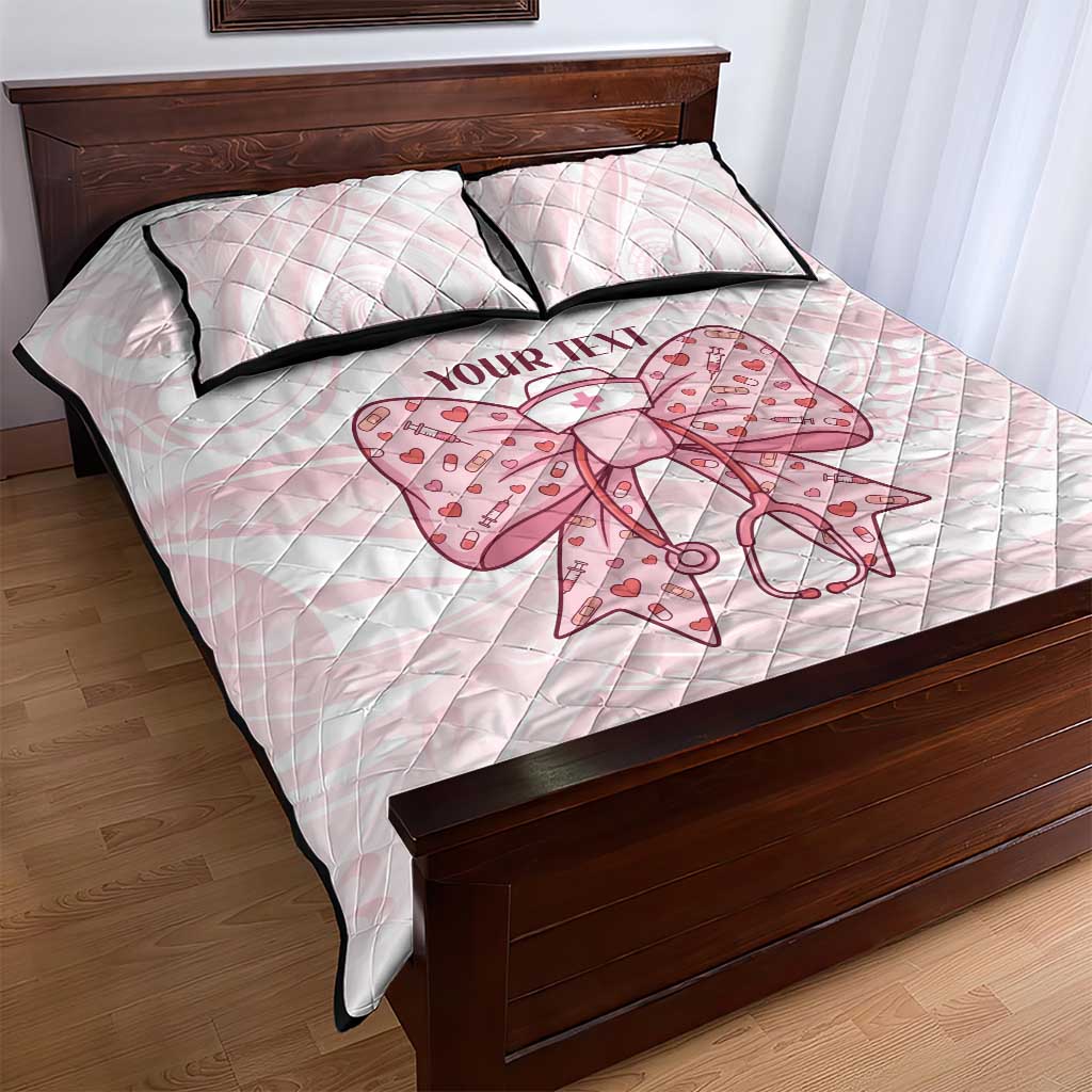New Zealand Nurses RN Personalised Quilt Bed Set Pink Stethoscope Coquette Bow Maori Motif LT9 - Polynesian Pride