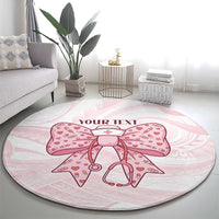 New Zealand Nurses RN Personalised Round Carpet Pink Stethoscope Coquette Bow Maori Motif LT9 - Polynesian Pride