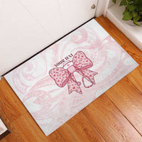 New Zealand Nurses RN Personalised Rubber Doormat Pink Stethoscope Coquette Bow Maori Motif LT9 - Polynesian Pride