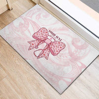 New Zealand Nurses RN Personalised Rubber Doormat Pink Stethoscope Coquette Bow Maori Motif LT9 - Polynesian Pride