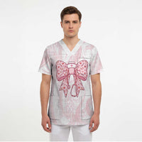 New Zealand Nurses RN Personalised Scrub Top Pink Stethoscope Coquette Bow Maori Motif LT9 - Polynesian Pride