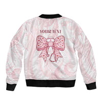 New Zealand Nurses RN Personalised Sleeve Zip Bomber Jacket Pink Stethoscope Coquette Bow Maori Motif LT9 - Polynesian Pride
