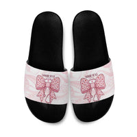 New Zealand Nurses RN Personalised Slide Sandals Pink Stethoscope Coquette Bow Maori Motif LT9 Pink - Polynesian Pride