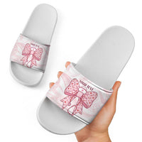 New Zealand Nurses RN Personalised Slide Sandals Pink Stethoscope Coquette Bow Maori Motif LT9 - Polynesian Pride