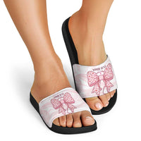 New Zealand Nurses RN Personalised Slide Sandals Pink Stethoscope Coquette Bow Maori Motif LT9 - Polynesian Pride