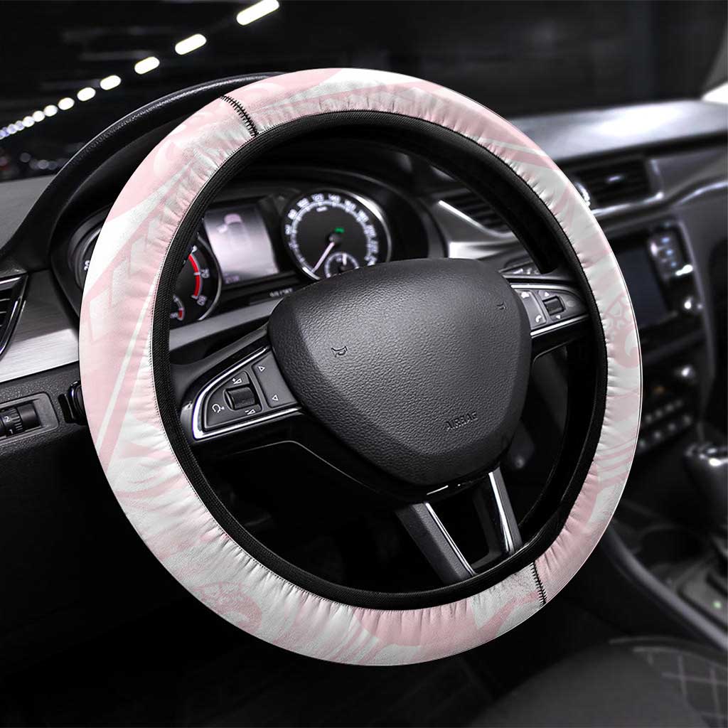 New Zealand Nurses RN Steering Wheel Cover Pink Stethoscope Coquette Bow Maori Motif LT9 Universal Fit Pink - Polynesian Pride