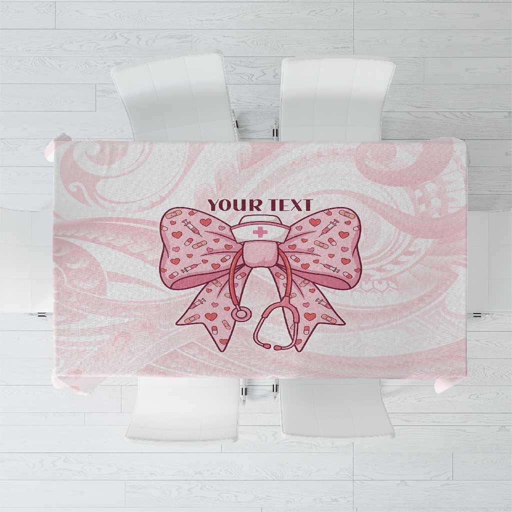 New Zealand Nurses RN Personalised Tablecloth Pink Stethoscope Coquette Bow Maori Motif LT9 Pink - Polynesian Pride
