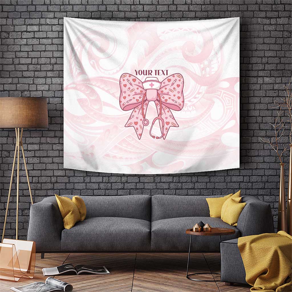 New Zealand Nurses RN Personalised Tapestry Pink Stethoscope Coquette Bow Maori Motif LT9 Pink - Polynesian Pride