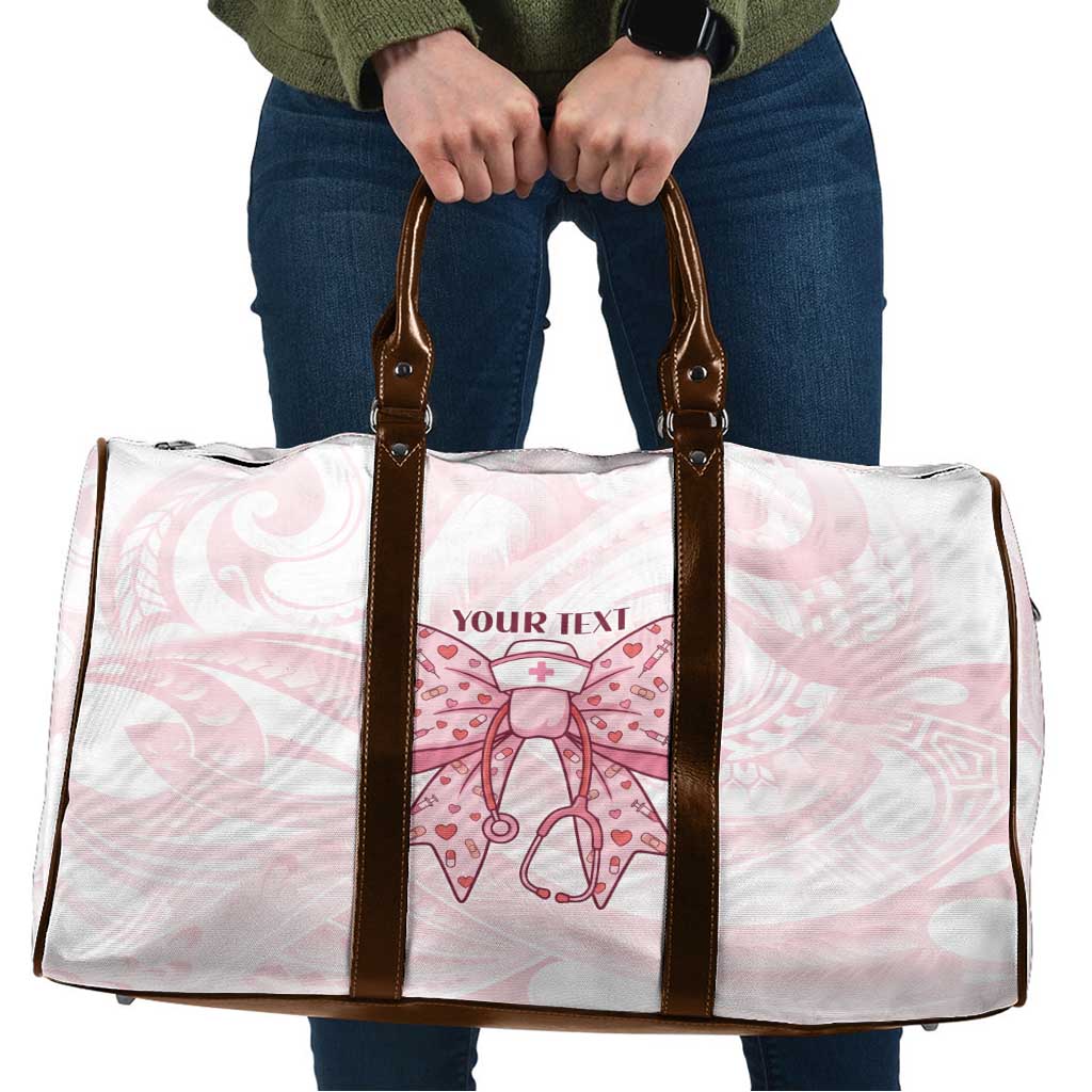 New Zealand Nurses RN Personalised Travel Bag Pink Stethoscope Coquette Bow Maori Motif LT9 Pink - Polynesian Pride