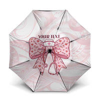 New Zealand Nurses RN Personalised Umbrella Pink Stethoscope Coquette Bow Maori Motif LT9 One Size Folded 11.42 inch Opened Diameter 37.4 inch Pink - Polynesian Pride
