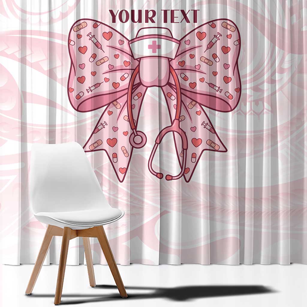 New Zealand Nurses RN Personalised Window Curtain Pink Stethoscope Coquette Bow Maori Motif LT9 - Polynesian Pride