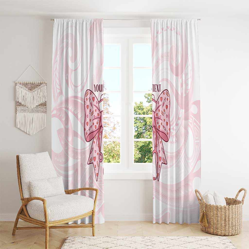 New Zealand Nurses RN Personalised Window Curtain Pink Stethoscope Coquette Bow Maori Motif LT9 - Polynesian Pride