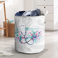 New Zealand Nurses RN Personalised Laundry Basket Stethoscope Floral Maori Motif