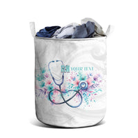 New Zealand Nurses RN Personalised Laundry Basket Stethoscope Floral Maori Motif