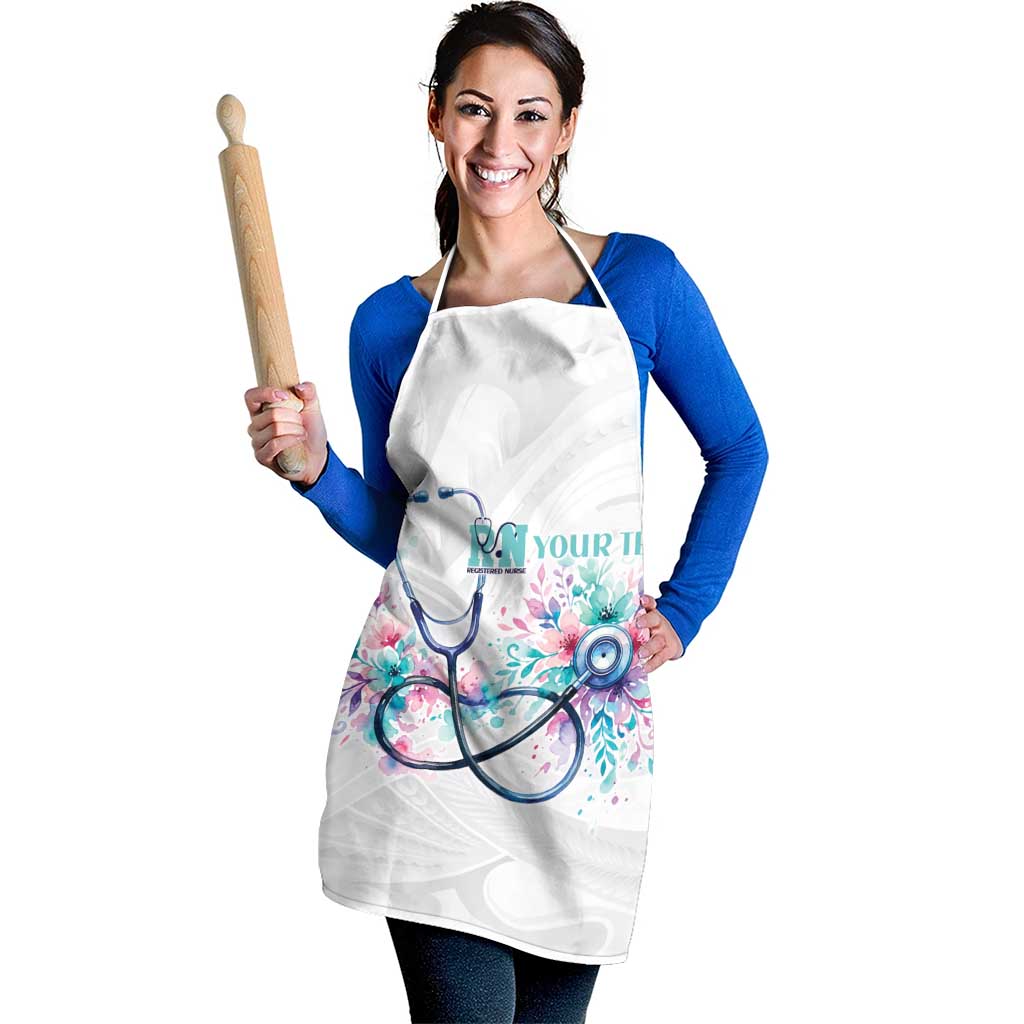New Zealand Nurses RN Personalised Apron Stethoscope Floral Maori Motif LT9 - Polynesian Pride