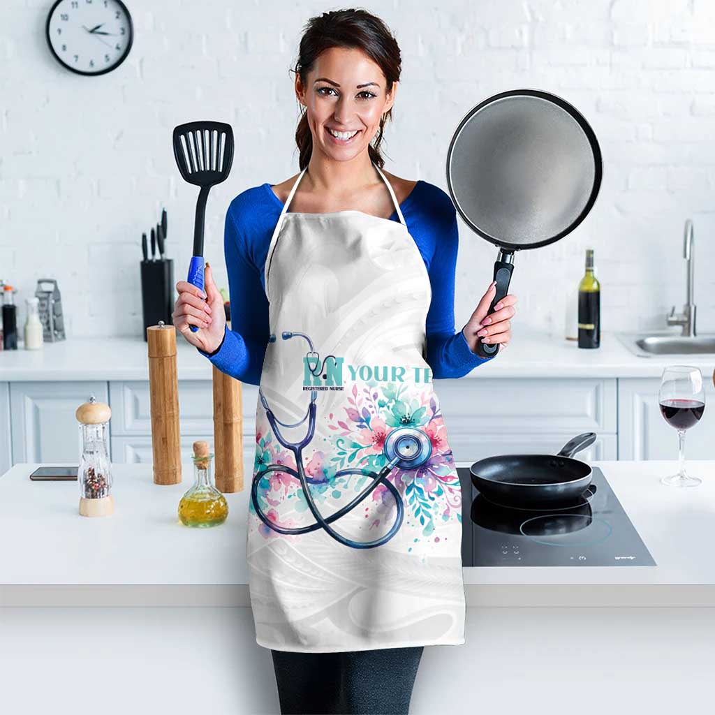 New Zealand Nurses RN Personalised Apron Stethoscope Floral Maori Motif LT9 - Polynesian Pride