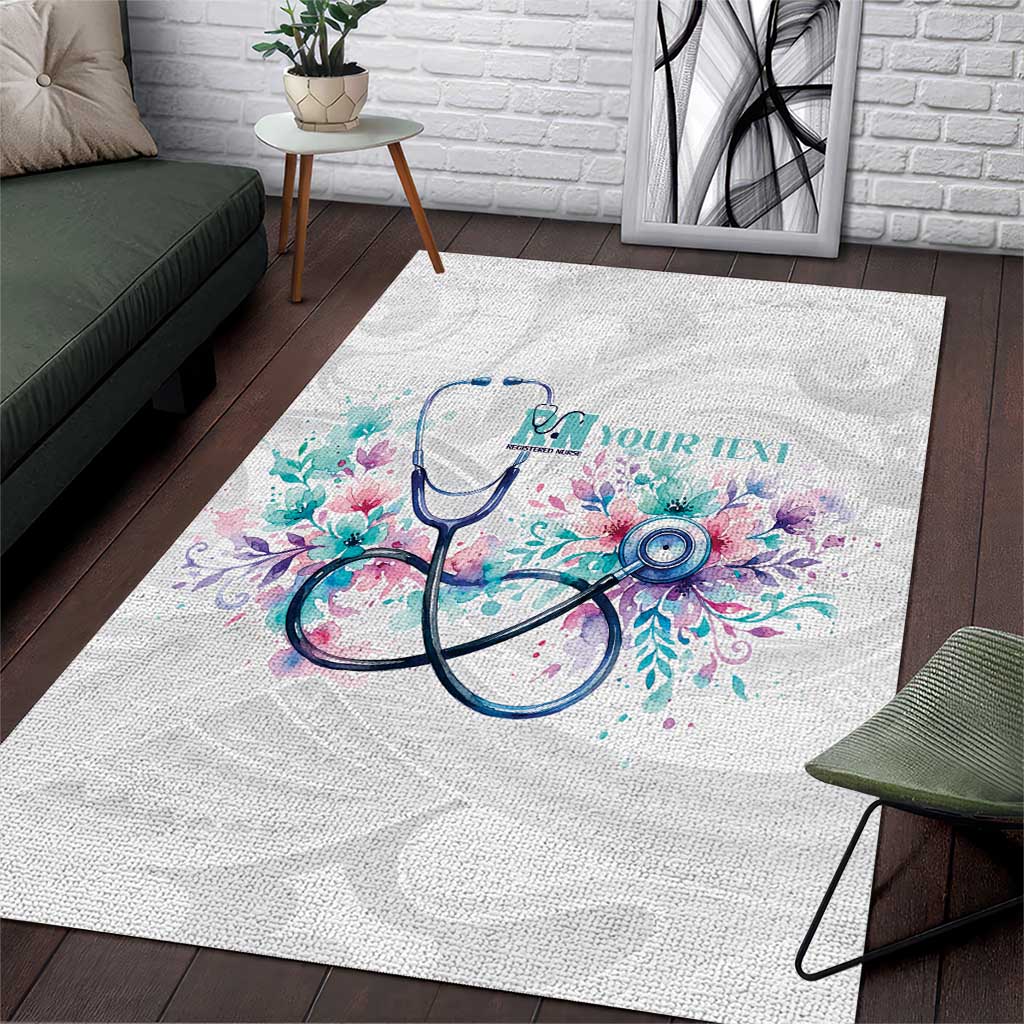New Zealand Nurses RN Personalised Area Rug Stethoscope Floral Maori Motif LT9 White - Polynesian Pride