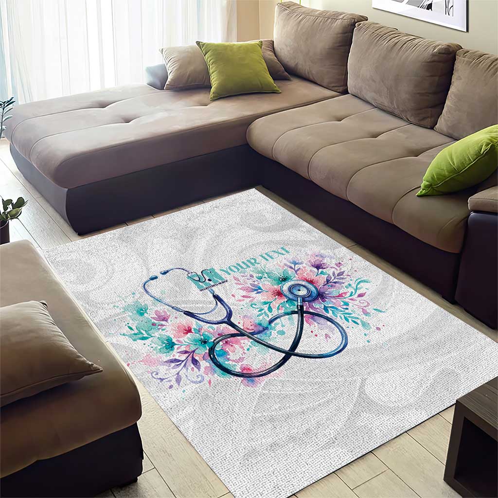 New Zealand Nurses RN Personalised Area Rug Stethoscope Floral Maori Motif LT9 - Polynesian Pride