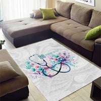 New Zealand Nurses RN Personalised Area Rug Stethoscope Floral Maori Motif LT9 - Polynesian Pride