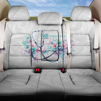 New Zealand Nurses RN Personalised Back Car Seat Cover Stethoscope Floral Maori Motif LT9 One Size White - Polynesian Pride