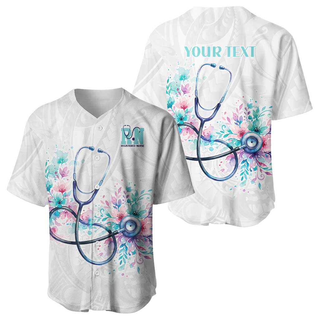 New Zealand Nurses RN Personalised Baseball Jersey Stethoscope Floral Maori Motif LT9 - Polynesian Pride