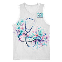 New Zealand Nurses RN Personalised Basketball Jersey Stethoscope Floral Maori Motif LT9 Unisex White - Polynesian Pride