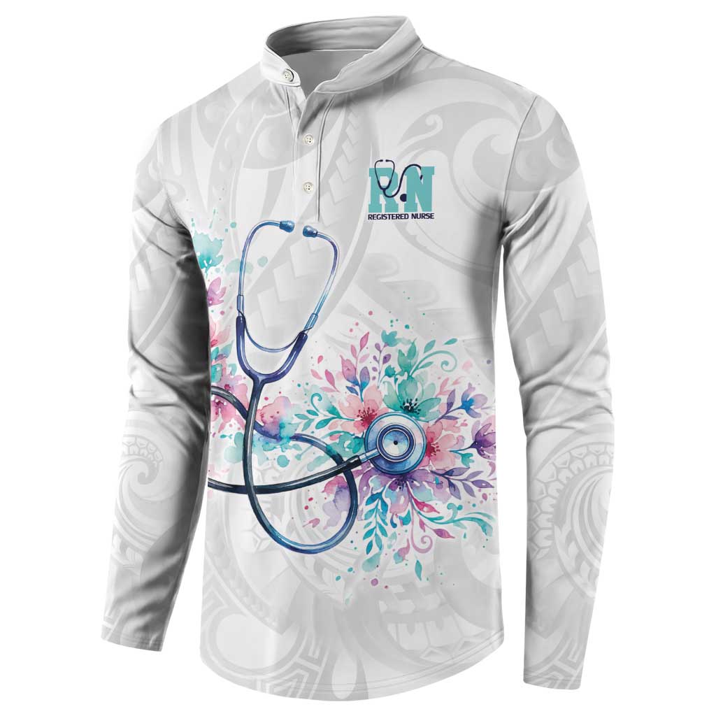 New Zealand Nurses RN Personalised Button Sweatshirt Stethoscope Floral Maori Motif LT9 - Polynesian Pride