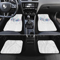 New Zealand Nurses RN Personalised Car Mats Stethoscope Floral Maori Motif LT9 Set 4pcs White - Polynesian Pride