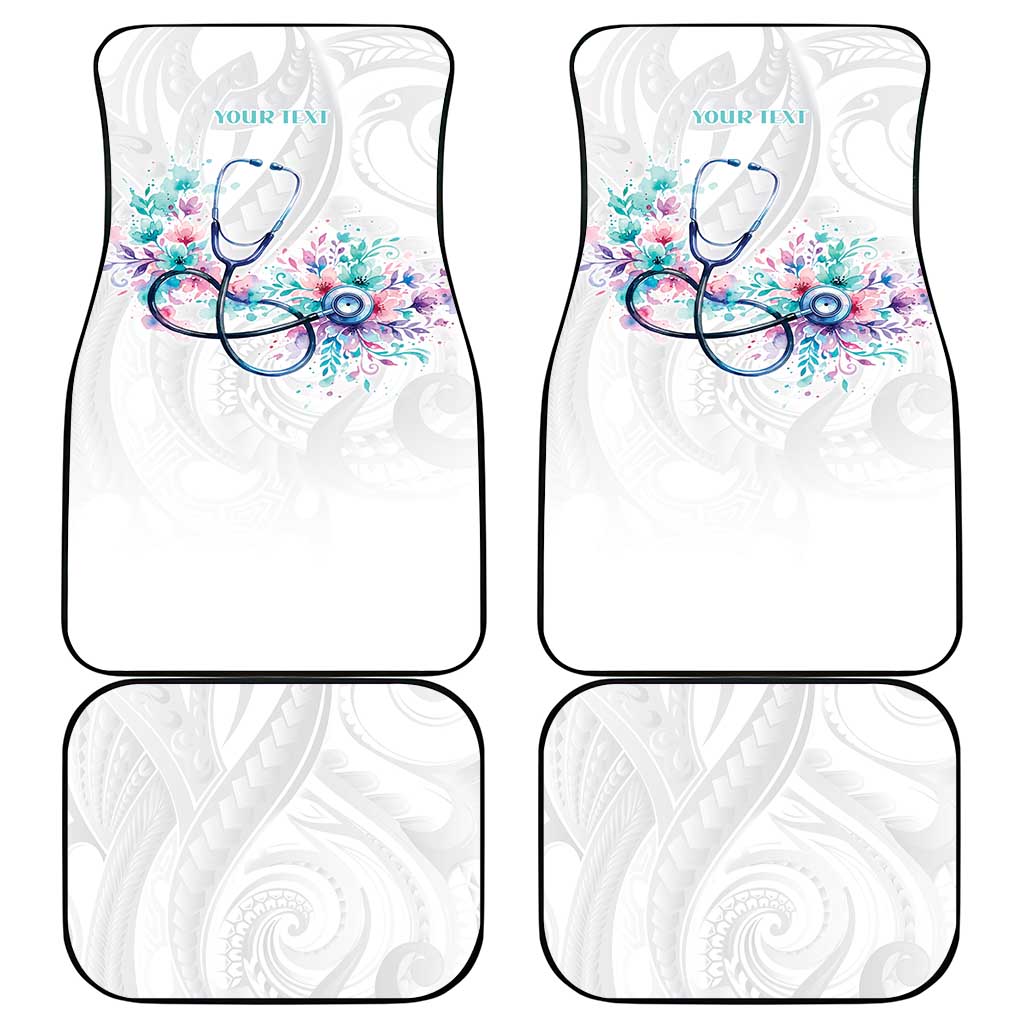 New Zealand Nurses RN Personalised Car Mats Stethoscope Floral Maori Motif LT9 - Polynesian Pride