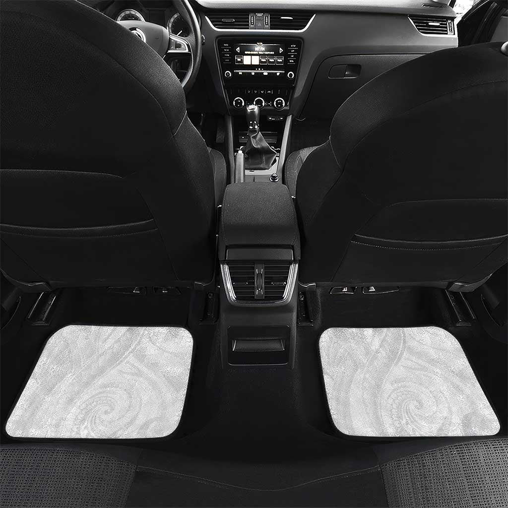 New Zealand Nurses RN Personalised Car Mats Stethoscope Floral Maori Motif LT9 Set 2pcs - Back White - Polynesian Pride