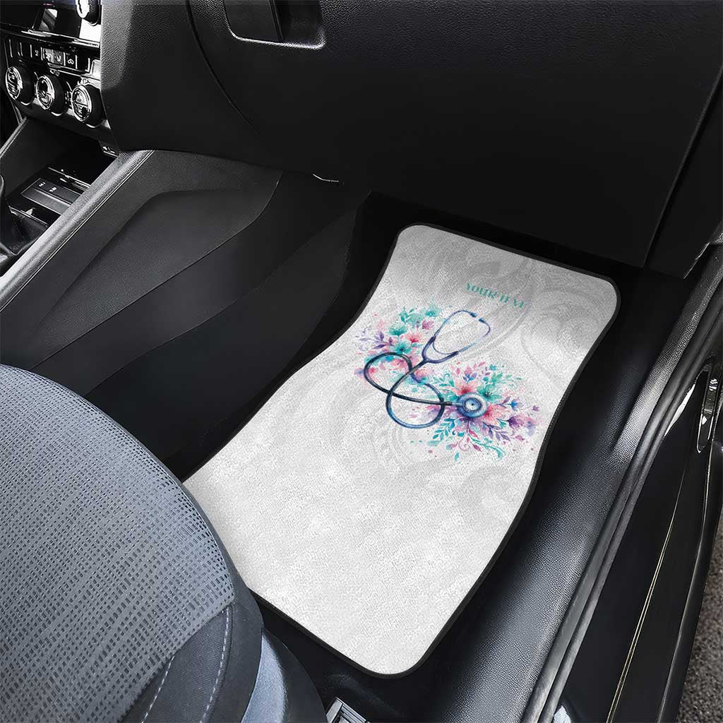 New Zealand Nurses RN Personalised Car Mats Stethoscope Floral Maori Motif LT9 - Polynesian Pride