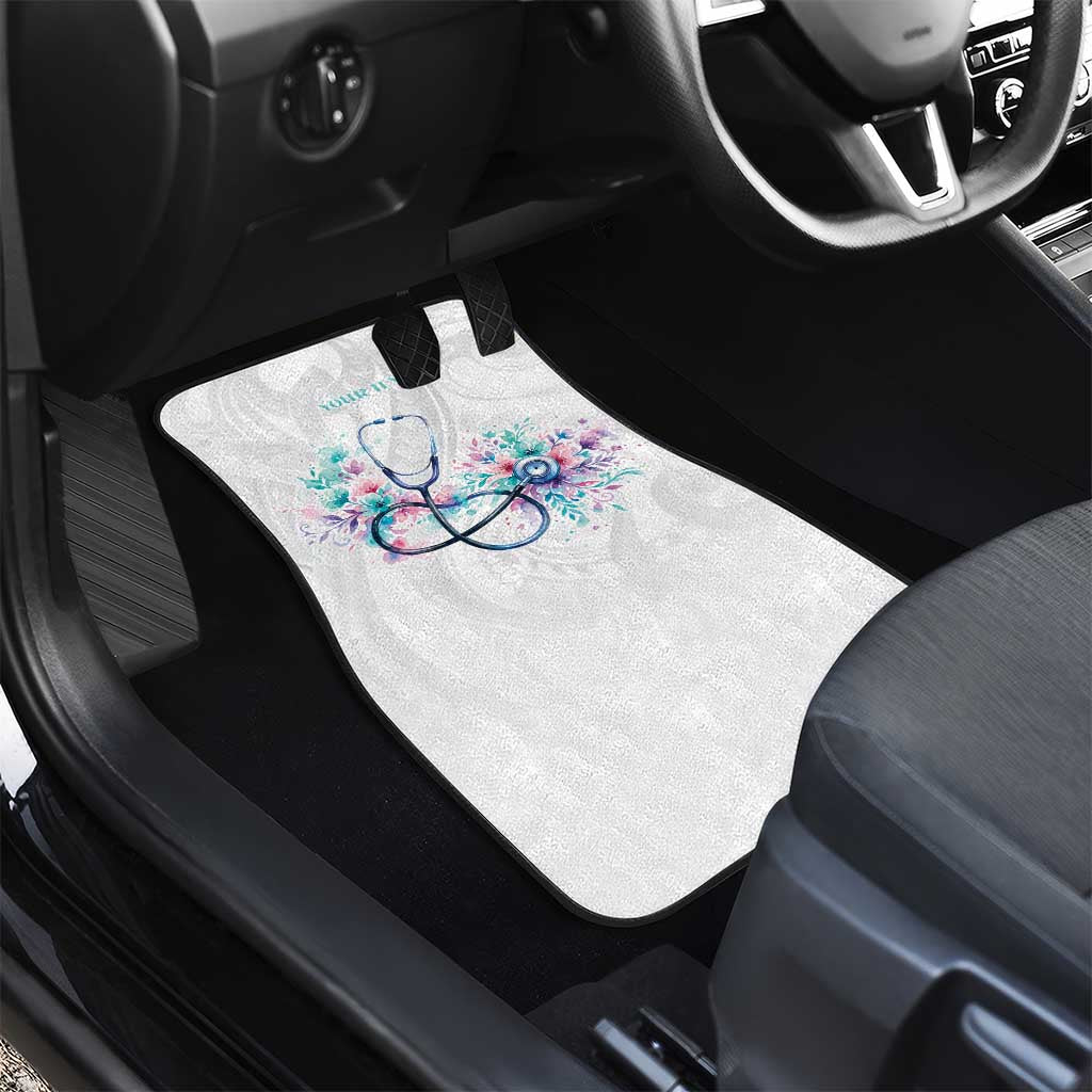New Zealand Nurses RN Personalised Car Mats Stethoscope Floral Maori Motif LT9 - Polynesian Pride