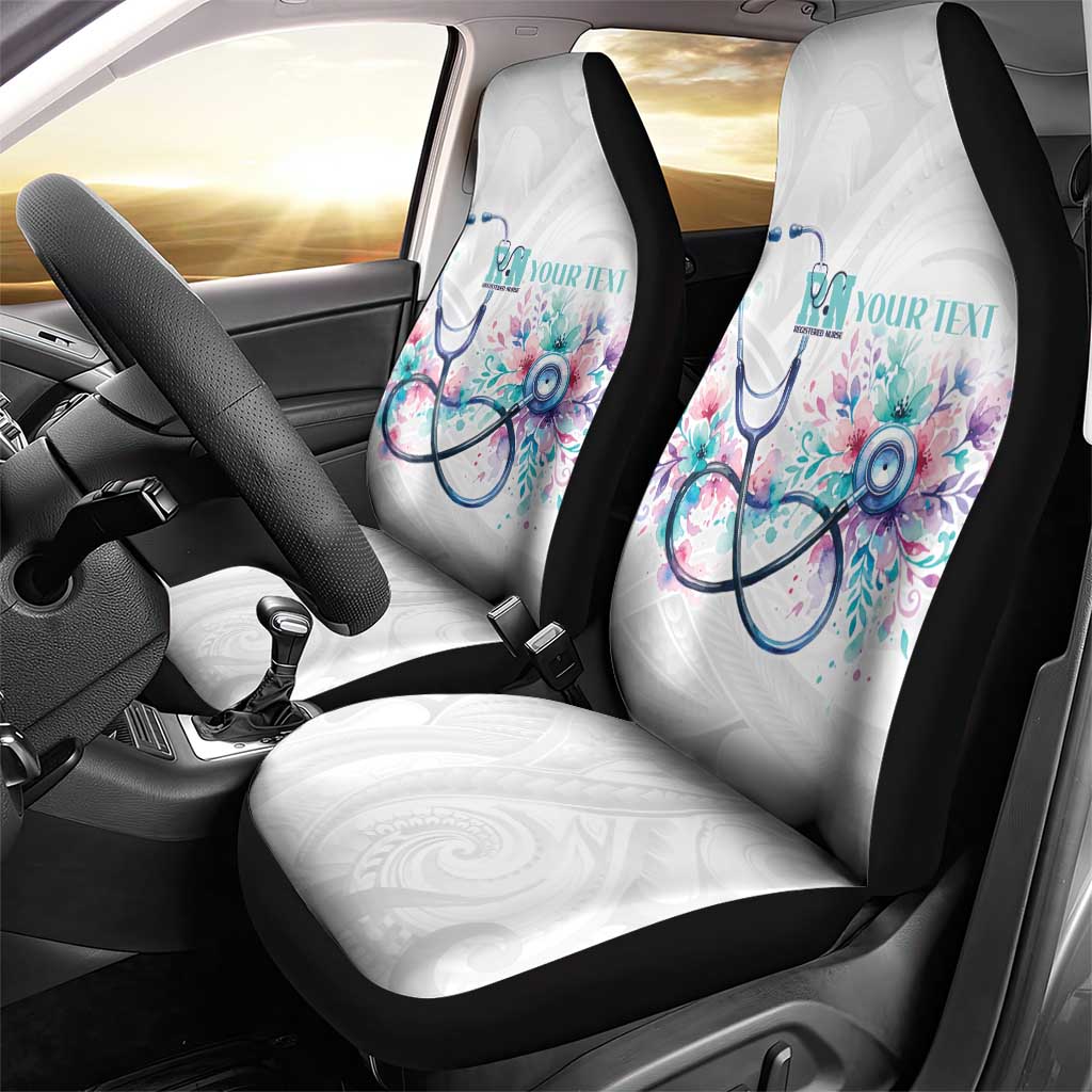 New Zealand Nurses RN Personalised Car Seat Cover Stethoscope Floral Maori Motif LT9 - Polynesian Pride