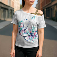 New Zealand Nurses RN Personalised Cross Shoulder Shirt Stethoscope Floral Maori Motif