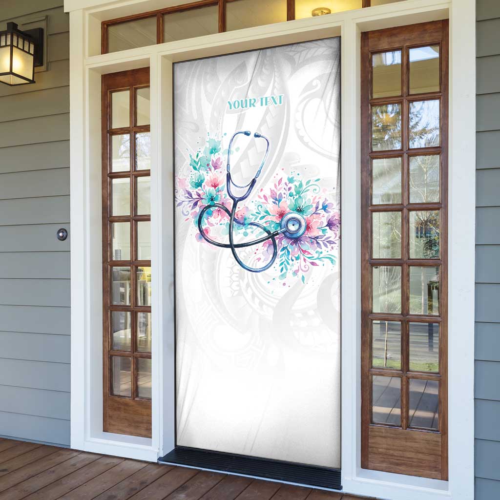 New Zealand Nurses RN Personalised Door Cover Stethoscope Floral Maori Motif LT9 - Polynesian Pride