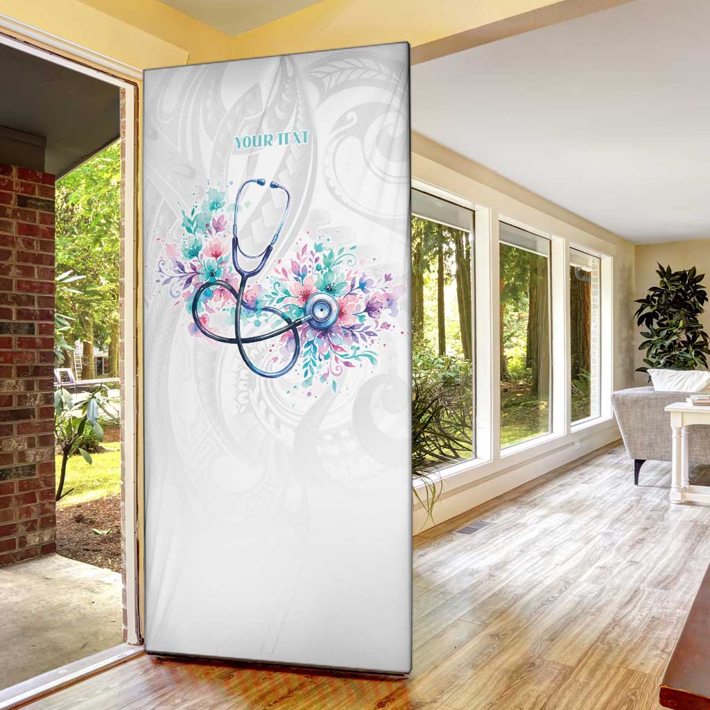 New Zealand Nurses RN Personalised Door Cover Stethoscope Floral Maori Motif LT9 - Polynesian Pride