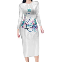 New Zealand Nurses RN Personalised Family Matching Long Sleeve Bodycon Dress and Hawaiian Shirt Stethoscope Floral Maori Motif