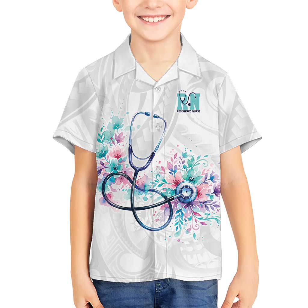 New Zealand Nurses RN Personalised Family Matching Off Shoulder Maxi Dress and Hawaiian Shirt Stethoscope Floral Maori Motif