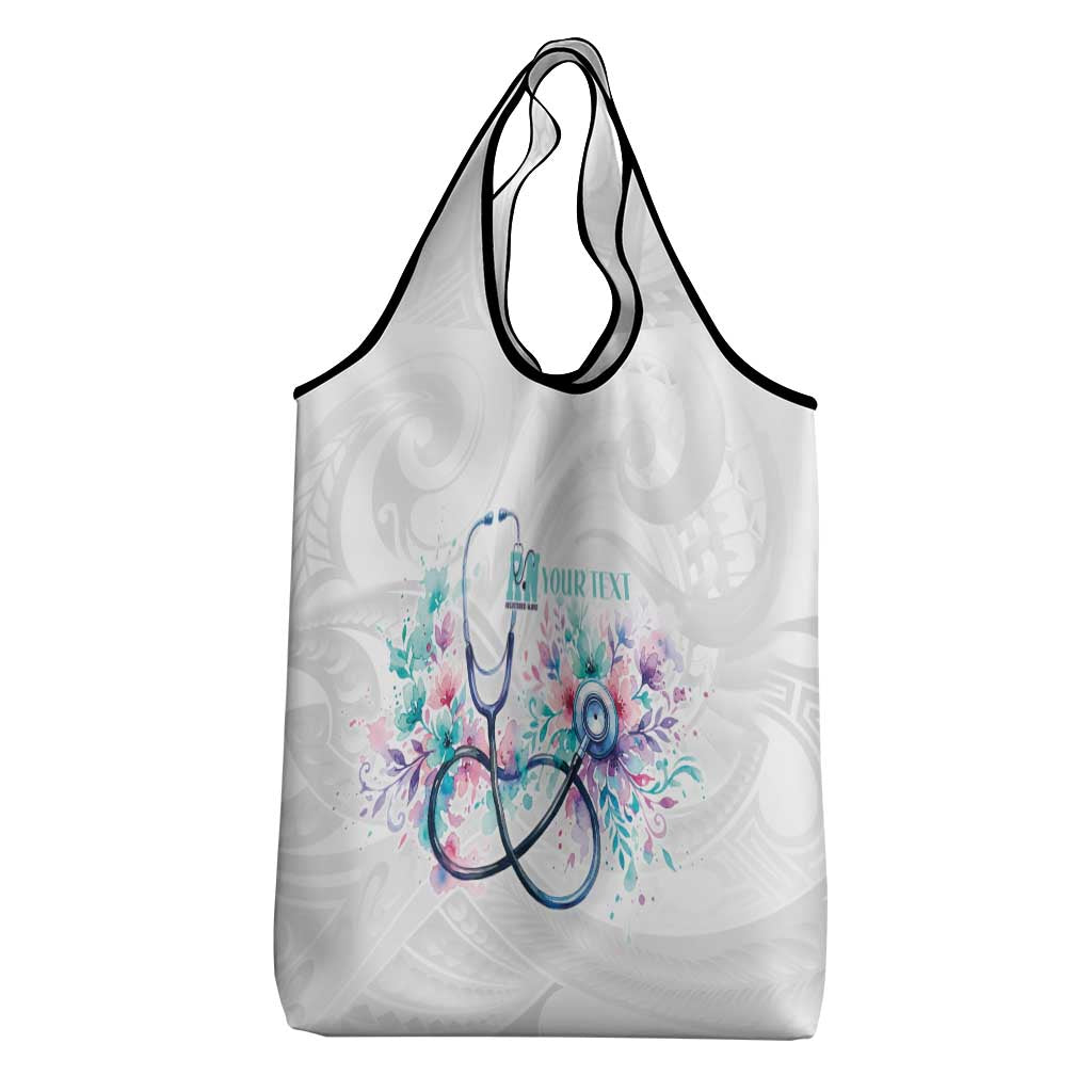 New Zealand Nurses RN Personalised Grocery Bag Stethoscope Floral Maori Motif LT9 - Polynesian Pride