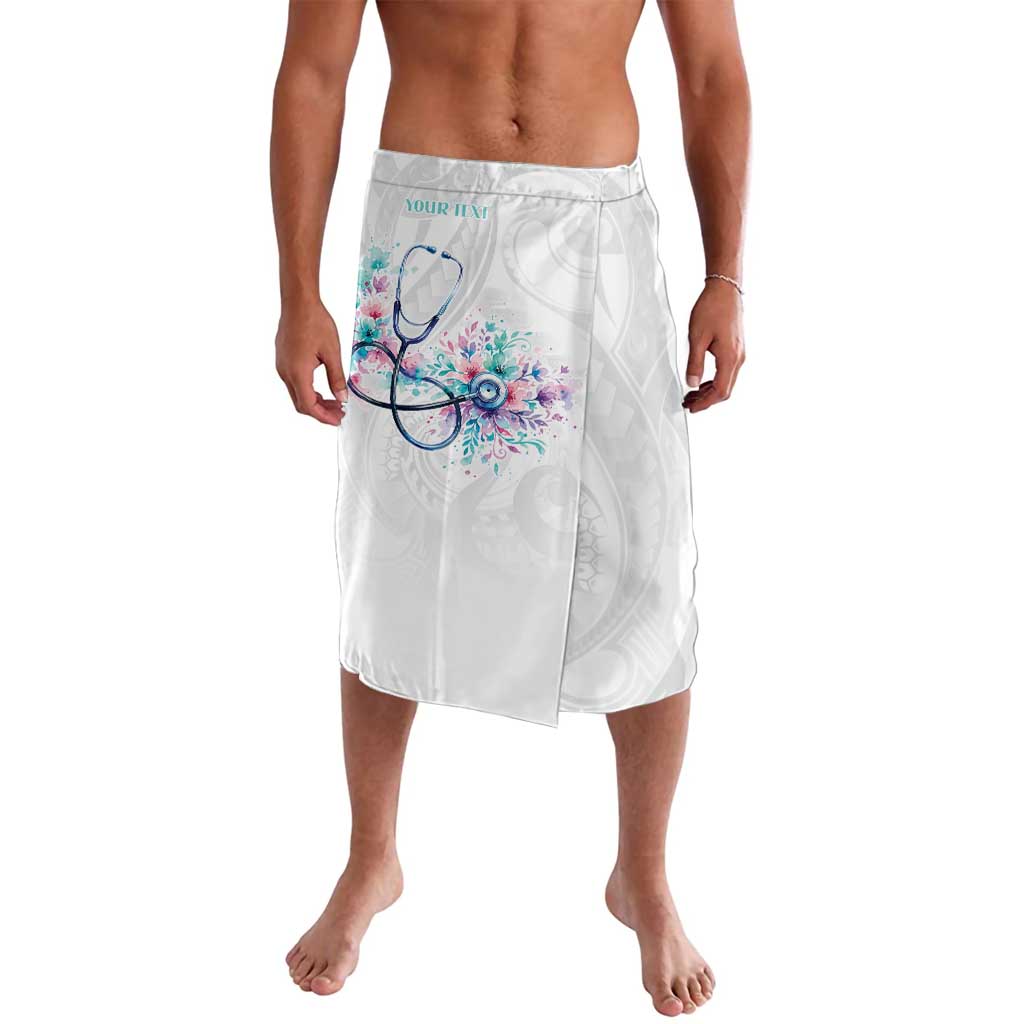 New Zealand Nurses RN Personalised Lavalava Stethoscope Floral Maori Motif LT9 White - Polynesian Pride