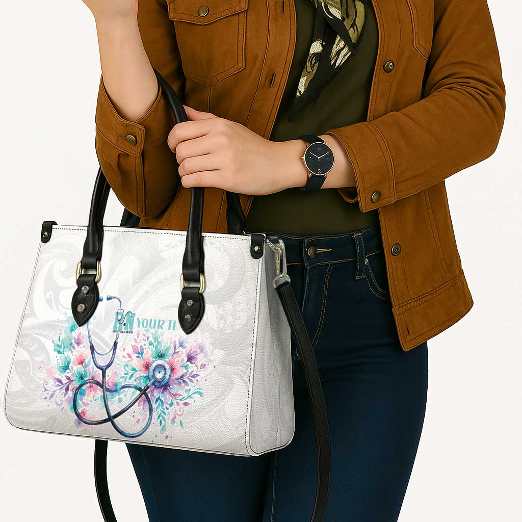 New Zealand Nurses RN Personalised Leather Bag Stethoscope Floral Maori Motif LT9 - Polynesian Pride