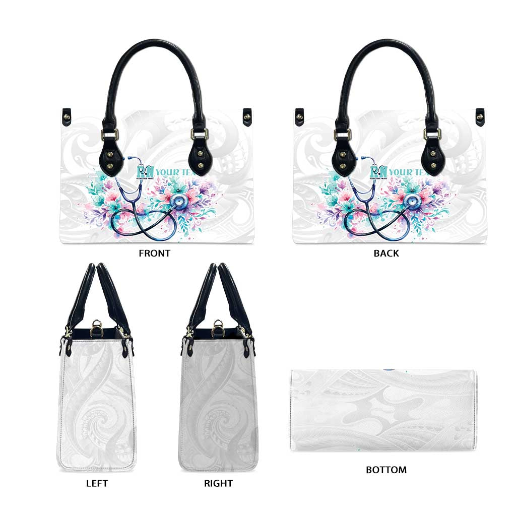 New Zealand Nurses RN Personalised Leather Bag Stethoscope Floral Maori Motif LT9 - Polynesian Pride