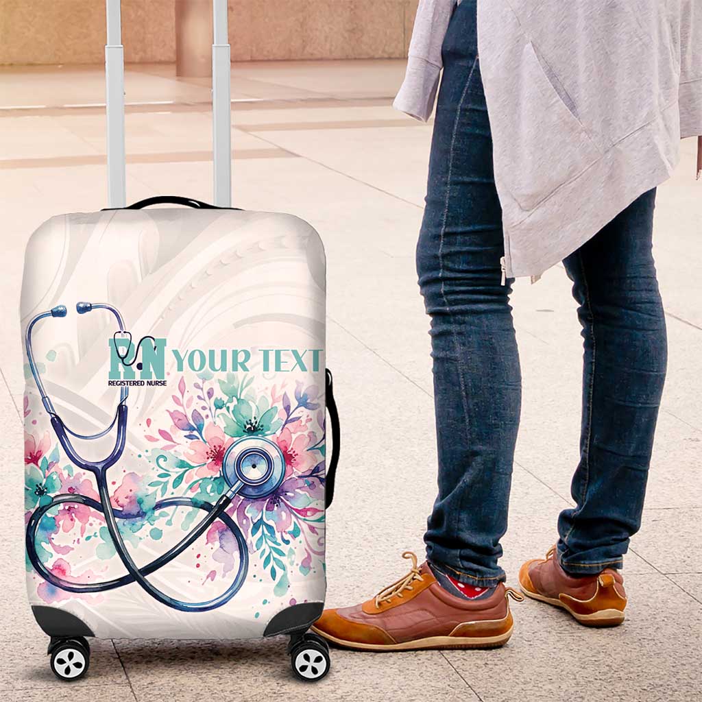 New Zealand Nurses RN Personalised Luggage Cover Stethoscope Floral Maori Motif LT9 White - Polynesian Pride