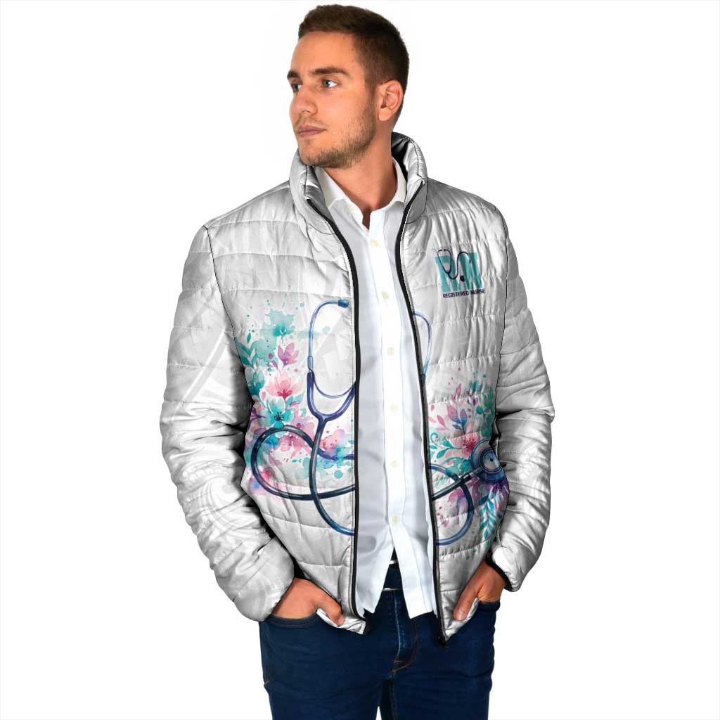 New Zealand Nurses RN Personalised Padded Jacket Stethoscope Floral Maori Motif LT9 - Polynesian Pride