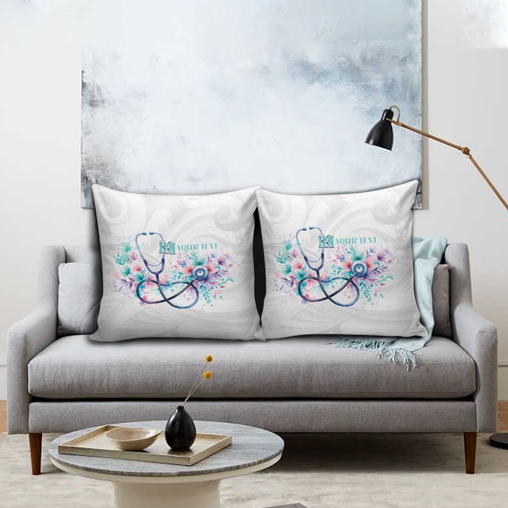 New Zealand Nurses RN Personalised Pillow Cover Stethoscope Floral Maori Motif LT9 - Polynesian Pride