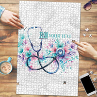 New Zealand Nurses RN Personalised Puzzle Stethoscope Floral Maori Motif LT9 White - Polynesian Pride