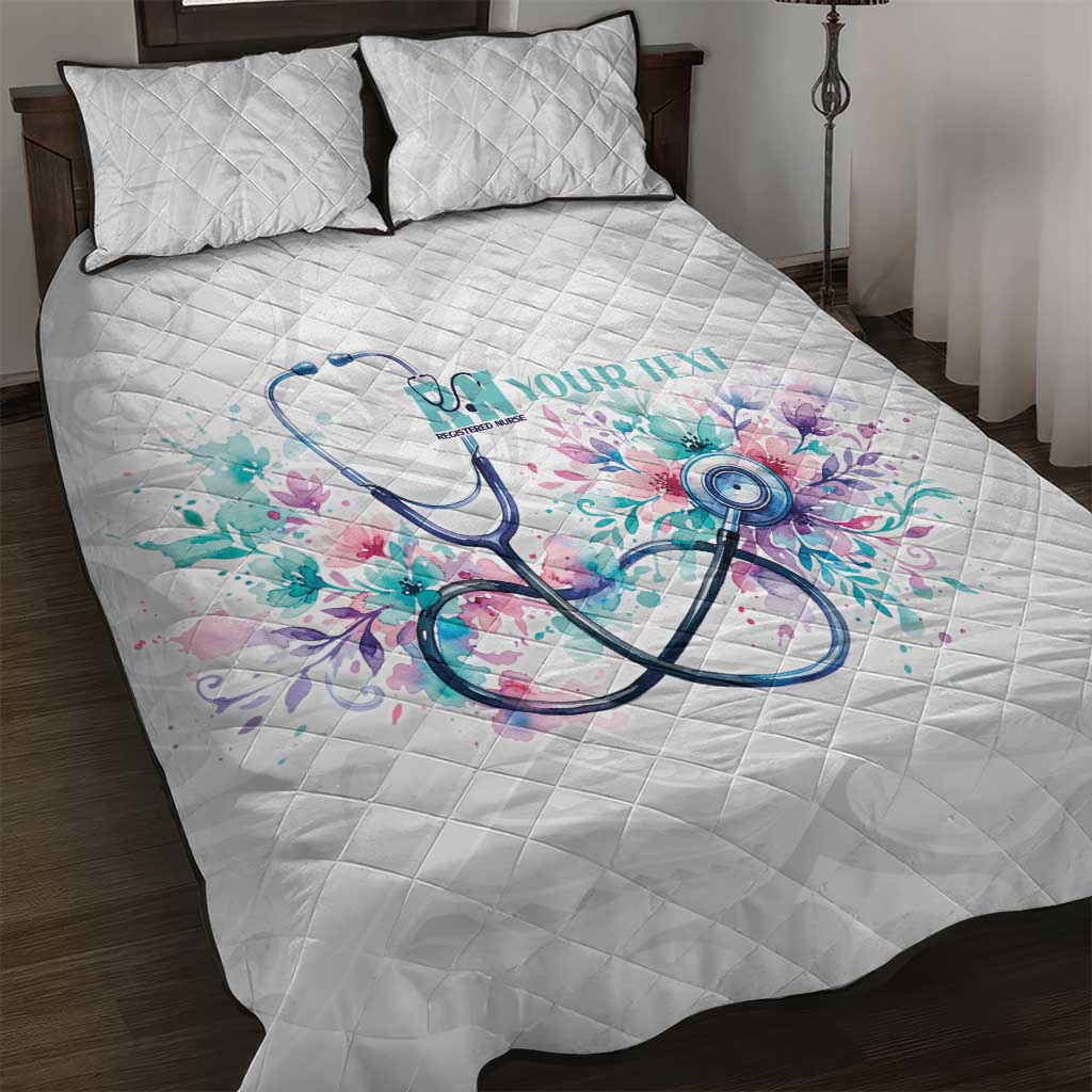 New Zealand Nurses RN Personalised Quilt Bed Set Stethoscope Floral Maori Motif LT9 White - Polynesian Pride